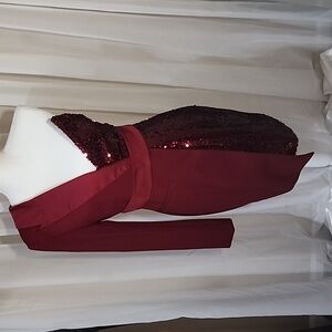 Elegant One Shoulder Burgundy Dress